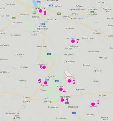 Карта околиць Теребовлі