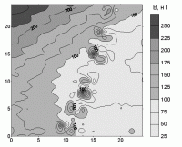 Карта изолиний магнитного поля
