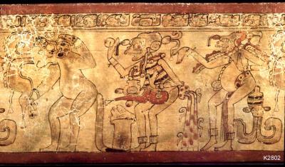 Іл. 118: Божества загробного світу біля голови Ху’ун Ішііма. Justin Kerr.… Іл. 118: Божества загробного світу…