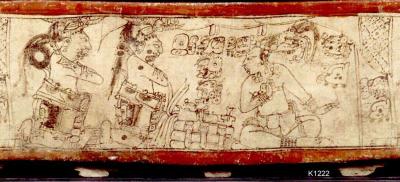 Іл. 122: Близнюки перед Богом Маїсу.Justin Kerr. MayaVase Database 1222. Іл. 122: Близнюки перед Богом…