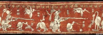 Іл. 129: Полювання близнят на птахів.Justin Kerr. MayaVase Database 4151. Іл. 129: Полювання близнят на…