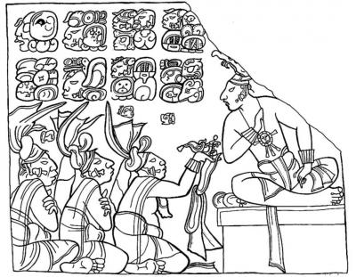 Іл. 158: “Панель 1” з Бонампака.Промальовка Лінди Шіле. Іл. 158: “Панель 1” з…