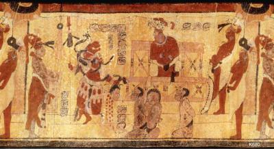 Іл. 208: Обезголовлювання бранця.Justin Kerr. MayaVase Database 0680 Іл. 208: Обезголовлювання…