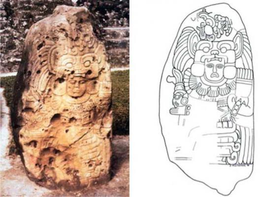 Іл. 240: Стела 4 з Тікаля.Промальовка…