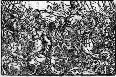 Гравюра із зображенням битви християн…