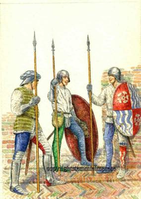 Італійські вояки кінця XIV ст. Графічна реконструкція (La fanteria del 1400.… Італійські вояки кінця XIV ст.…