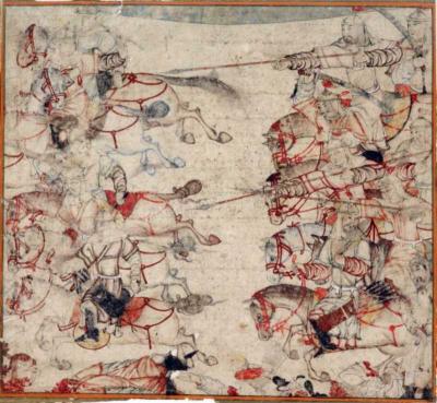 Іл. 13. Монгольська кіннота в бою. «Альбоми Діца», A, fol. 72, p. 38.… Іл. 13. Монгольська кіннота в бою.…