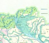 Рис. 1.2.39. Фрагмент геоморфологічної мапи України зеленим кольором на… Рис. 1.2.39. Фрагмент геоморфологічної…