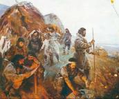 Рис. 2.2.4. Кирилівська стоянка у Києві, діорама у кол. Музей історії Києва Рис. 2.2.4. Кирилівська стоянка у…