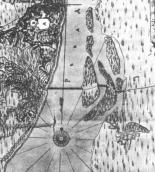 Рис. 2.4.1.51. Наводницька понтонна переправа через Дніпро на мапі Києва 1740… Рис. 2.4.1.51. Наводницька понтонна…