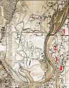 Рис. 2.5.5.6. Острів Муромець на мапі 1903 р.: 1 – протока Бобровня, 2 –… Рис. 2.5.5.6. Острів Муромець на мапі…