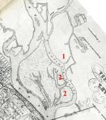 Рис. 2.5.8.26. Сучасні урочище Горбачиха (1) та Долобецький острів (2) (з… Рис. 2.5.8.26. Сучасні урочище…