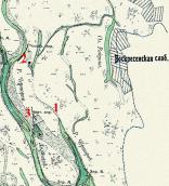 Сучасне урочище Горбачиха на мапі долини Дніпра 1910 р. 1 – колишня протока –… Сучасне урочище Горбачиха на мапі…