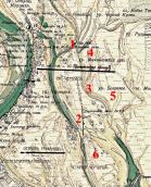 Сучасне урочище Горбачиха на мапі долини Дніпра 1914 р.: 1 – Михайлівська… Сучасне урочище Горбачиха на мапі…