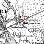 Рис. 2.5.8.32. Микільська Слобідка на мапі Київської та Чернігівської губернії… Рис. 2.5.8.32. Микільська Слобідка на…