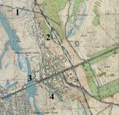 Рис. 2.7.11.12. Микільська Слобідка на мапі 1932 р.: 1– насип, що йде заплавою… Рис. 2.7.11.12. Микільська Слобідка на…