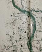 Рис. 2.7.6.7. Абриси Оболоні на лоції 1934 р.: 1 – перекат Усть-Десенський, 2… Рис. 2.7.6.7. Абриси Оболоні на лоції…