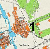 Рис. 2.5.8.1.22. Район Передмостного укріплення (1) на мапі 1943 р. Рис. 2.5.8.1.22. Район Передмостного…