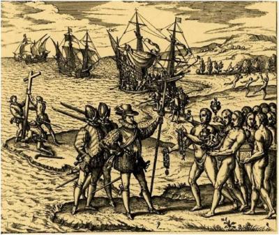 Теодор де Брі. Висадка Христофора…