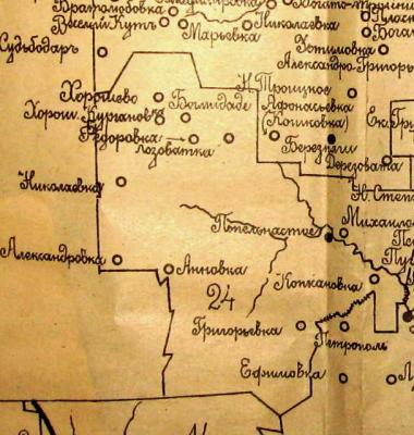 Фрагмент повітової карти з межами…